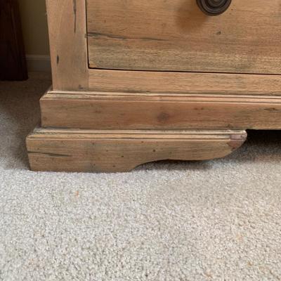 LOT 245 Z: Raw Wood 3 Drawer Dresser w/ Decor