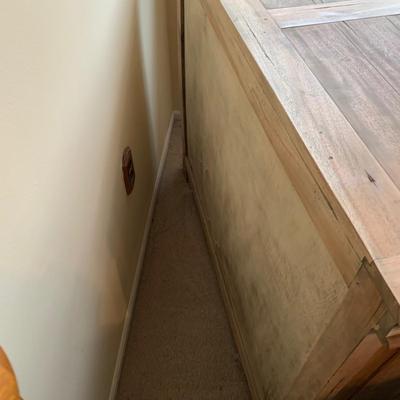 LOT 245 Z: Raw Wood 3 Drawer Dresser w/ Decor