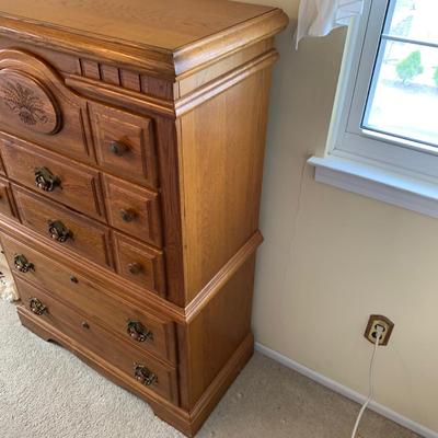 LOT 247 Z: 5 Drawer Chest Of Drawers w/ Wheat Accent