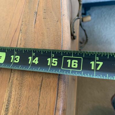 LOT 248 Z: 2 Drawer Raw Wood Side Table w/ Glass Lamp