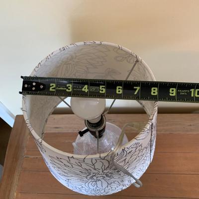 LOT 248 Z: 2 Drawer Raw Wood Side Table w/ Glass Lamp