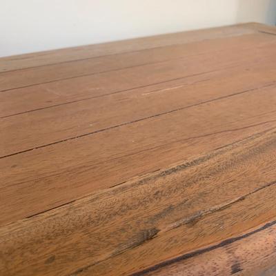 LOT 248 Z: 2 Drawer Raw Wood Side Table w/ Glass Lamp