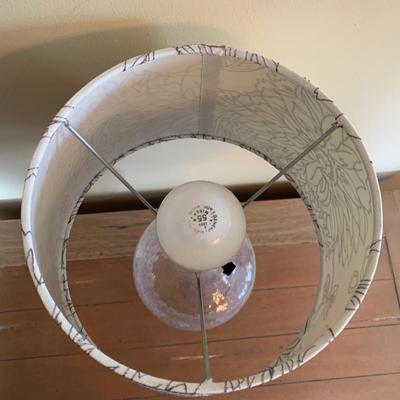 LOT 248 Z: 2 Drawer Raw Wood Side Table w/ Glass Lamp