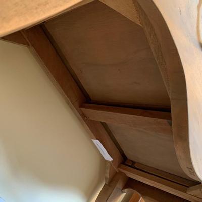 LOT 248 Z: 2 Drawer Raw Wood Side Table w/ Glass Lamp