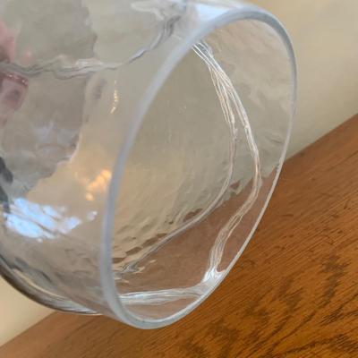 LOT 248 Z: 2 Drawer Raw Wood Side Table w/ Glass Lamp