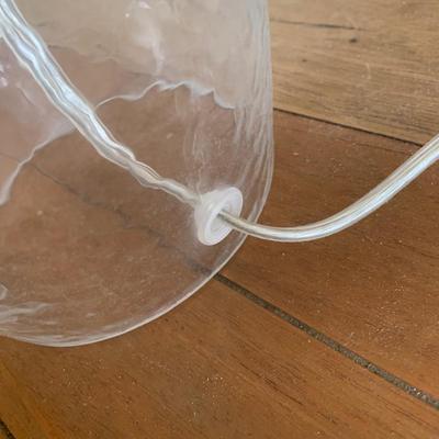 LOT 248 Z: 2 Drawer Raw Wood Side Table w/ Glass Lamp