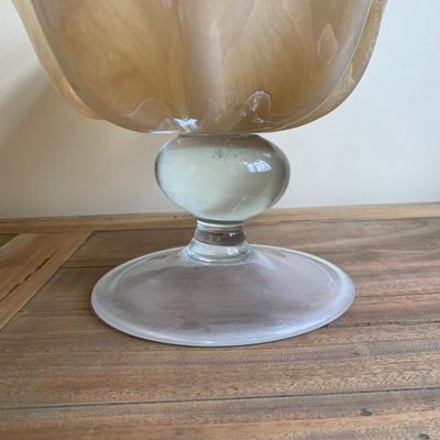 LOT 258 X: Gorgeous Iridescent Murano Glass Flower Bowl Centrepiece