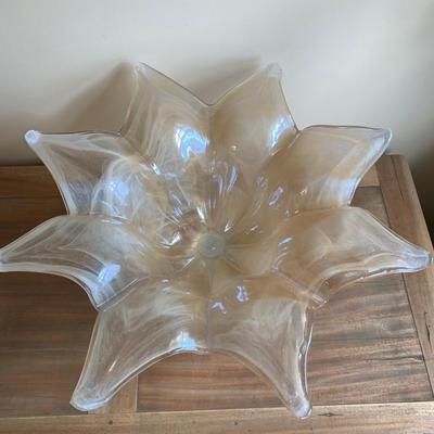 LOT 258 X: Gorgeous Iridescent Murano Glass Flower Bowl Centrepiece