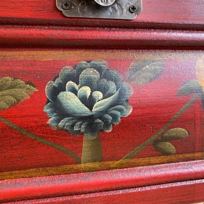 LOT 259 Y: Red Floral Jewlery / Trinket Boxes