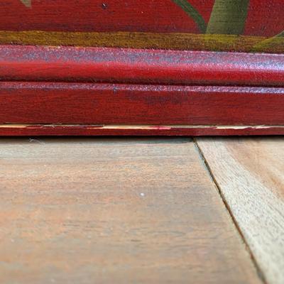 LOT 259 Y: Red Floral Jewlery / Trinket Boxes