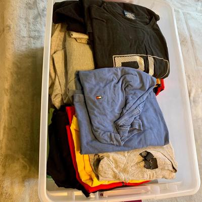 LOT 317 X: Tote of Clothing; Timberland, Champion, Adidas, & More