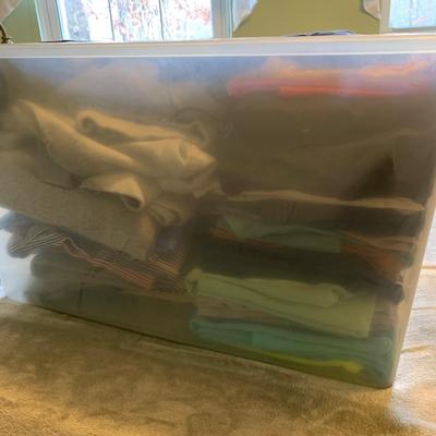 LOT 317 X: Tote of Clothing; Timberland, Champion, Adidas, & More