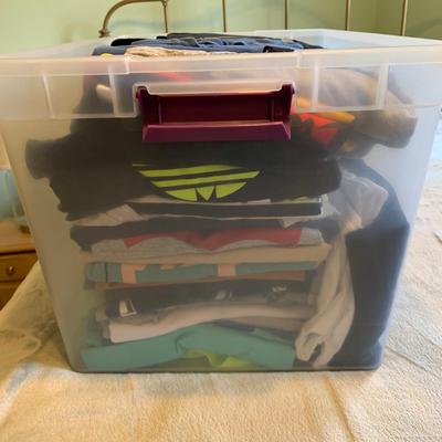 LOT 317 X: Tote of Clothing; Timberland, Champion, Adidas, & More