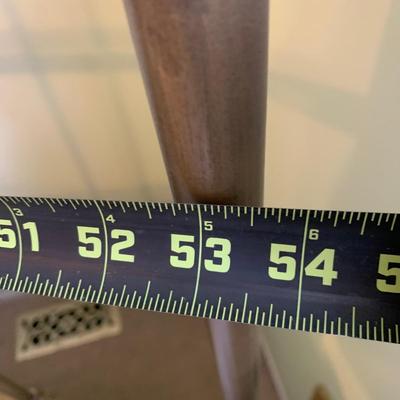 LOT 320 X: Faux Brass Metal Headboard & Pennsylvania House Side Table w/ Glass Lamp