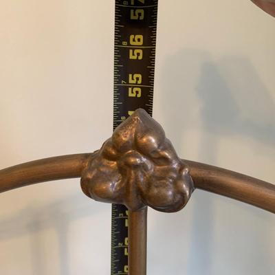 LOT 320 X: Faux Brass Metal Headboard & Pennsylvania House Side Table w/ Glass Lamp