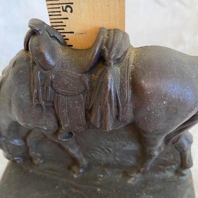 Vintage Cast Metal Grazing Horse Bookends Equestrian