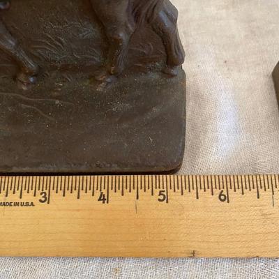 Vintage Cast Metal Grazing Horse Bookends Equestrian