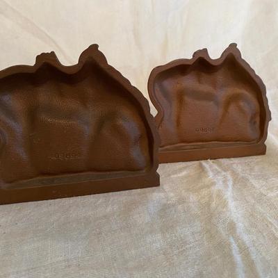 Vintage Cast Metal Grazing Horse Bookends Equestrian