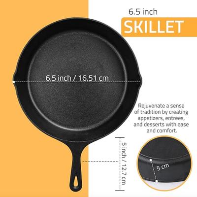 Utopia Kitchen Saute Fry Pan - Chefs Pan, Pre-Seasoned Cast Iron Skillet - Frying Pan 6.5 Inch - Safe Grill Cookware for Indoor &...