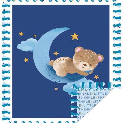 Twinkle Little Star Sleeping Bear No Sew Fleece Blanket Throw Kit - 48" x 60"