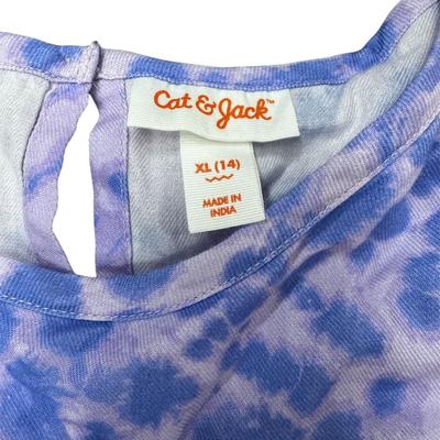 Size XL - Girls' Target Cat & Jack Purple & Blue Tie Dye Tiered Shirt