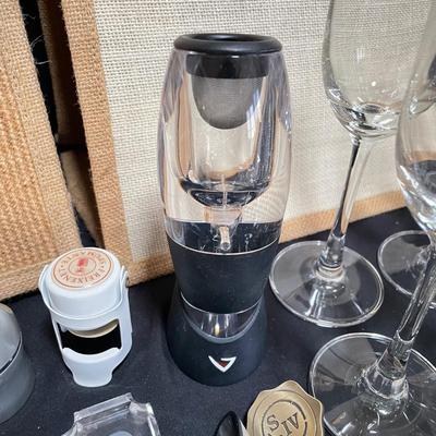 Wine Lovers Lot - Ozeri Wine Opener, Venturi Decanter, Stemware & More (K-SS)
