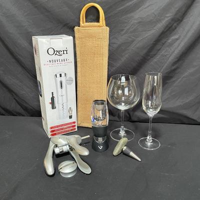 Wine Lovers Lot - Ozeri Wine Opener, Venturi Decanter, Stemware & More (K-SS)