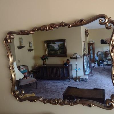 Vintage Large Composite Frame Wall Mirror