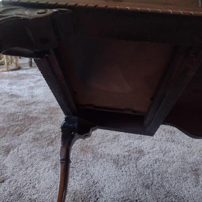 Mid Century Design Coffee Table with Leather Inlay Top
