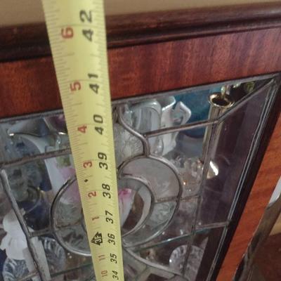 Antique Mahogany Diminutive Glass Display Cabinet with Design Fretting on Door (No Contents)
