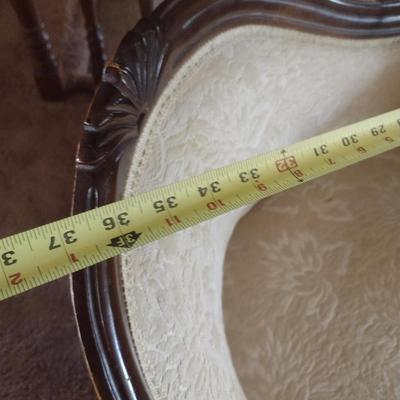Vintage Mahogany Wood Framed Upholstered Gossip Chair Phone Table