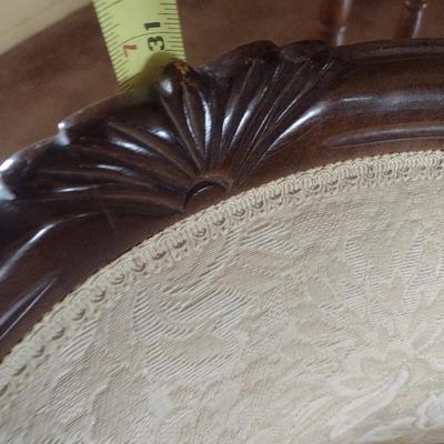 Vintage Mahogany Wood Framed Upholstered Gossip Chair Phone Table