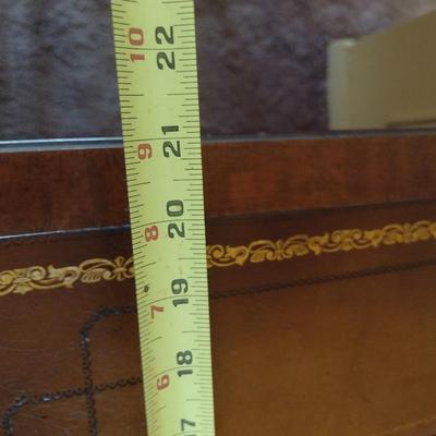 Mid Century Double Drawer Leather Inlay Top End Table