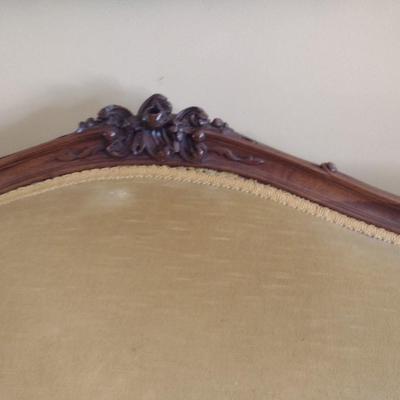 Vintage Mahogany Frame Upholstered French Provincial Sofa