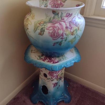 Antique Maddock's Lamberton Works Royal Porcelain Jardiniere with Matching Pedestal