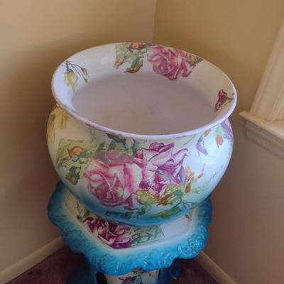 Antique Maddock's Lamberton Works Royal Porcelain Jardiniere with Matching Pedestal