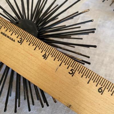 Set Of 3 Bronze Sea Urchin Decor Metal s Wall Burst MCM Style