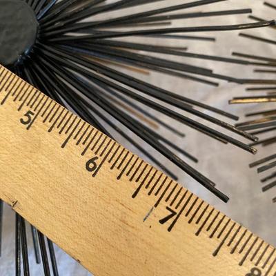 Set Of 3 Bronze Sea Urchin Decor Metal s Wall Burst MCM Style