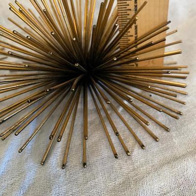 Set Of 3 Bronze Sea Urchin Decor Metal s Wall Burst MCM Style