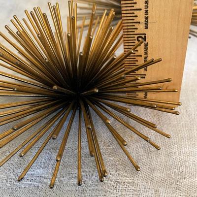 Set Of 3 Bronze Sea Urchin Decor Metal s Wall Burst MCM Style
