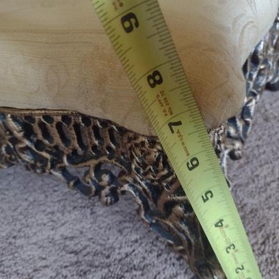 Antique Cast Metal Base Upholstered Top Stool