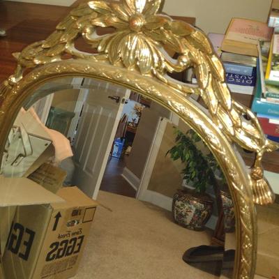 Ornately Framed Beveled Wall Mirror- Approx 25 1/2" x 41 3/4"
