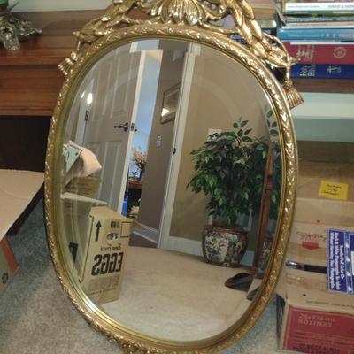 Ornately Framed Beveled Wall Mirror- Approx 25 1/2" x 41 3/4"