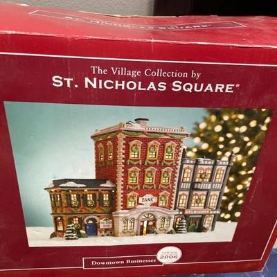 Christmas square and skating pond with village accessories