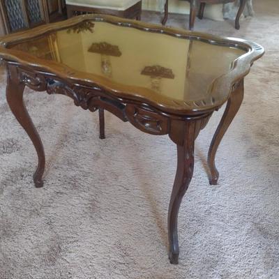 Vintage Walnut Carved Wood Butler Table
