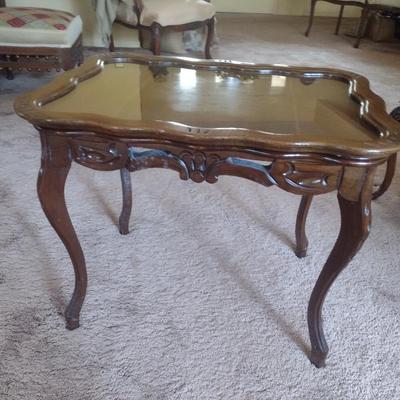 Vintage Walnut Carved Wood Butler Table