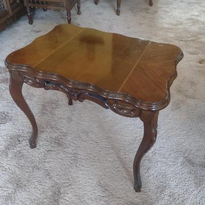 Vintage Walnut Carved Wood Butler Table
