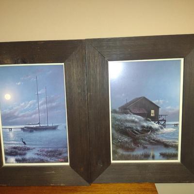 Pair of Coastal Theme Prints by Dalhart Windberg- Framed Under Glass- Approx 13 1/4" x 17 1/4"