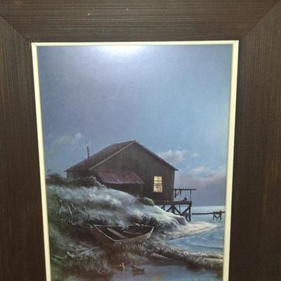 Pair of Coastal Theme Prints by Dalhart Windberg- Framed Under Glass- Approx 13 1/4" x 17 1/4"