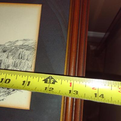 Pair of Locomotive Theme Prints by Jerry Miller- Framed Under Glass- Approx 10 1/2" x 13 1/2"